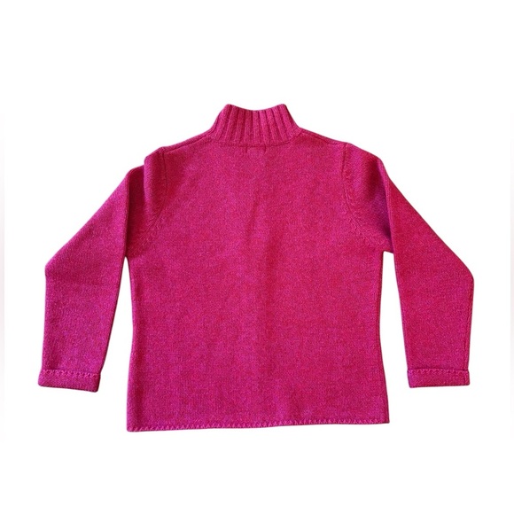 L.L. Bean Womens Knit Sweater Size M Reg Red Pink Marled Lambswool Angora Zip-Up - Picture 2 of 7
